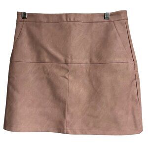 Shinestar Faux Leather Mini Skirt Womens L Blush Pink High Waist Zipper Back